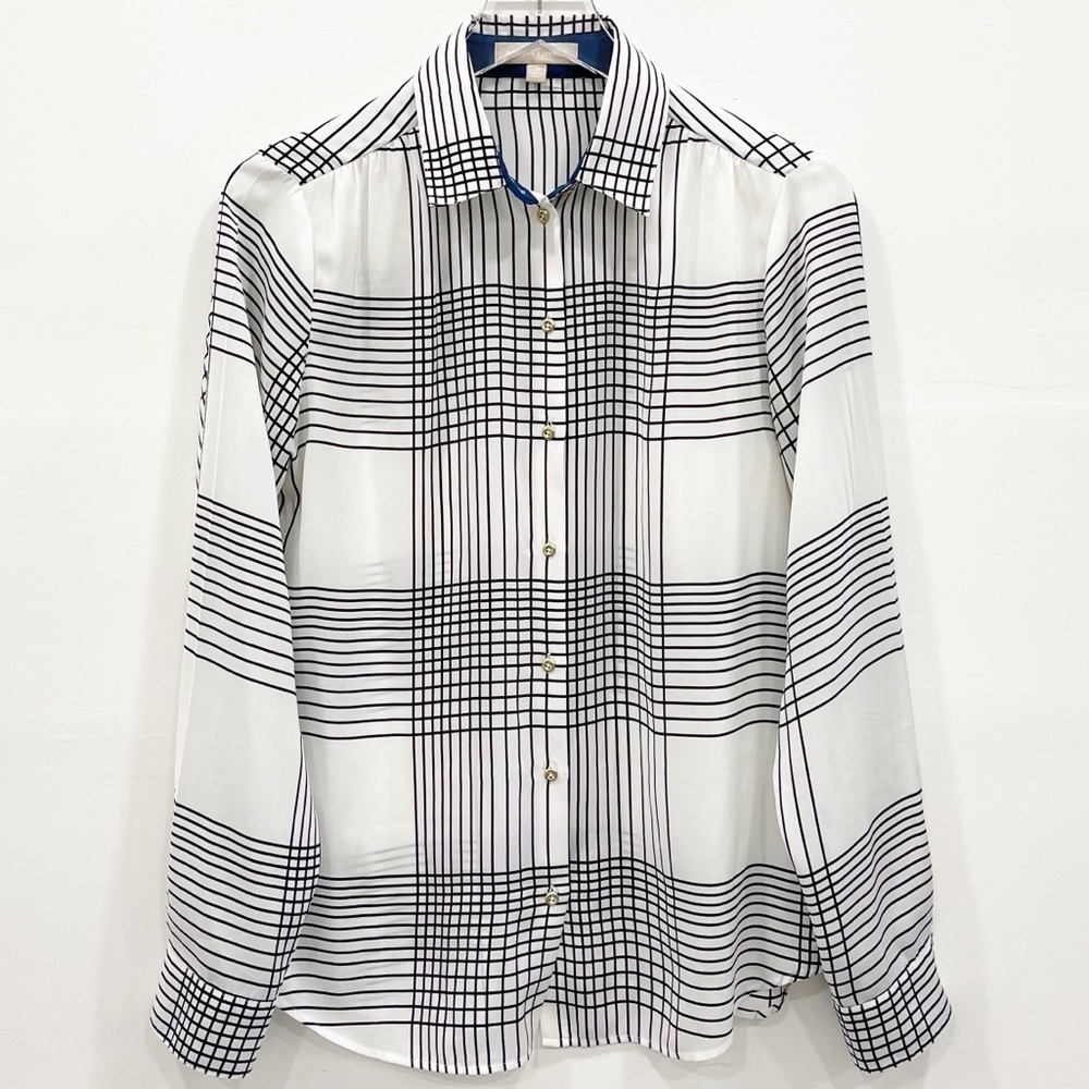 Banana Republic Long Sleeve Plaid Grid Blouse S